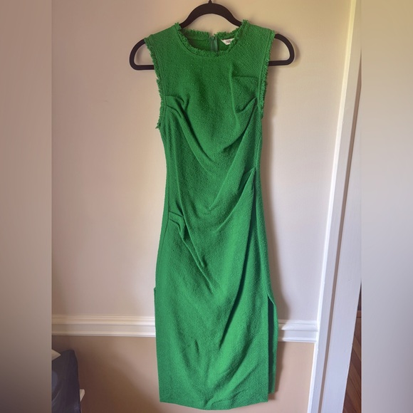 Zara Dresses & Skirts - Zara Boucle Tweed Kelly Green Midi Dress XS